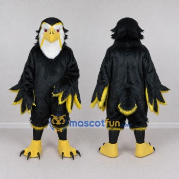 Custom Black and Yellow Eagle Character Mascot Costume Adult Full Body Suit for Sports Events