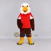 Custom Brown and White Eagle Character in a Red Shirt Mascot Costume Adult Full Body Suit for Sports Events Custom Brown and White Eagle Character in a Red Shirt Mascot Costume Adult Full Body Suit for Sports Events