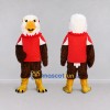Custom Brown and White Eagle Character in a Red Shirt Mascot Costume Adult Full Body Suit for Sports Events Custom Brown and White Eagle Character in a Red Shirt Mascot Costume Adult Full Body Suit for Sports Events