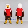 Custom Brown and White Eagle Character in a Red Shirt Mascot Costume Adult Full Body Suit for Sports Events