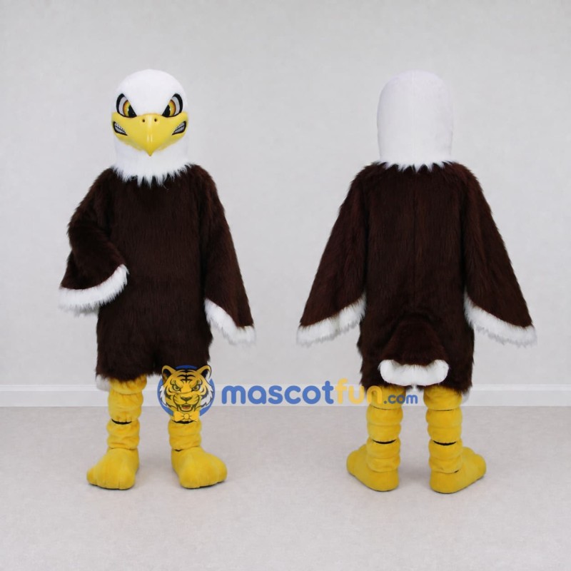 Custom Brown and White Bald Eagle Character Mascot Costume Adult Full Body Suit for Sports Events