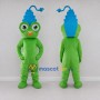 Custom Green and Blue Bird Character with a Plug Crest Mascot Costume Adult Full Body Suit for School Events