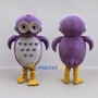 Custom Purple and White Owl Character with Headphones Mascot Costume Adult Full Body Suit for School Events