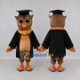 Custom Brown and Orange Owl Graduate Character Mascot Costume Adult Full Body Suit for School Events