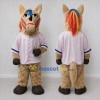 Custom Tan and Pink Horse Character in a Jersey Mascot Costume Adult Full Body Suit for Sports Events