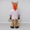 Custom Tan and Pink Horse Character in a Jersey Mascot Costume Adult Full Body Suit for Sports Events