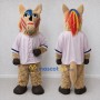 Custom Tan and Pink Horse Character in a Jersey Mascot Costume Adult Full Body Suit for Sports Events