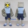 Custom Gray and Blue Owl Character in Sportswear Mascot Costume Adult Full Body Suit for Sports Events Custom Gray and Blue Owl Character in Sportswear Mascot Costume Adult Full Body Suit for Sports Events