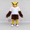 Custom Brown and Yellow Owl Character in a T-Shirt Mascot Costume Adult Full Body Suit for School Events Custom Brown and Yellow Owl Character in a T-Shirt Mascot Costume Adult Full Body Suit for School Events