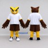 Custom Brown and Yellow Owl Character in a T-Shirt Mascot Costume Adult Full Body Suit for School Events Custom Brown and Yellow Owl Character in a T-Shirt Mascot Costume Adult Full Body Suit for School Events
