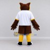 Custom Brown and Yellow Owl Character in a T-Shirt Mascot Costume Adult Full Body Suit for School Events Custom Brown and Yellow Owl Character in a T-Shirt Mascot Costume Adult Full Body Suit for School Events