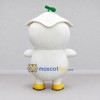 Custom White and Gray Owl Character with a Sprout Hat Mascot Costume Adult Full Body Suit for Garden Events Custom White and Gray Owl Character with a Sprout Hat Mascot Costume Adult Full Body Suit for Garden Events