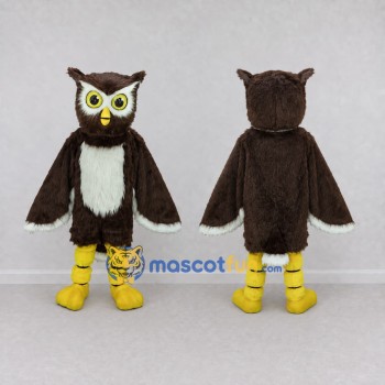 Custom Brown and White Owl Character Mascot Costume Adult Full Body Suit for Wildlife Events