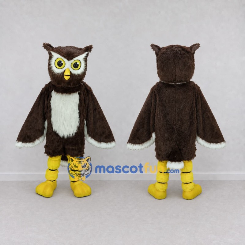Custom Brown and White Owl Character Mascot Costume Adult Full Body Suit for Wildlife Events Custom Brown and White Owl Character Mascot Costume Adult Full Body Suit for Wildlife Events