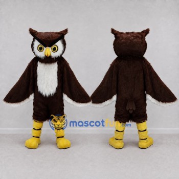 Custom Brown and White Owl Character Mascot Costume Adult Full Body Suit for Wildlife Events