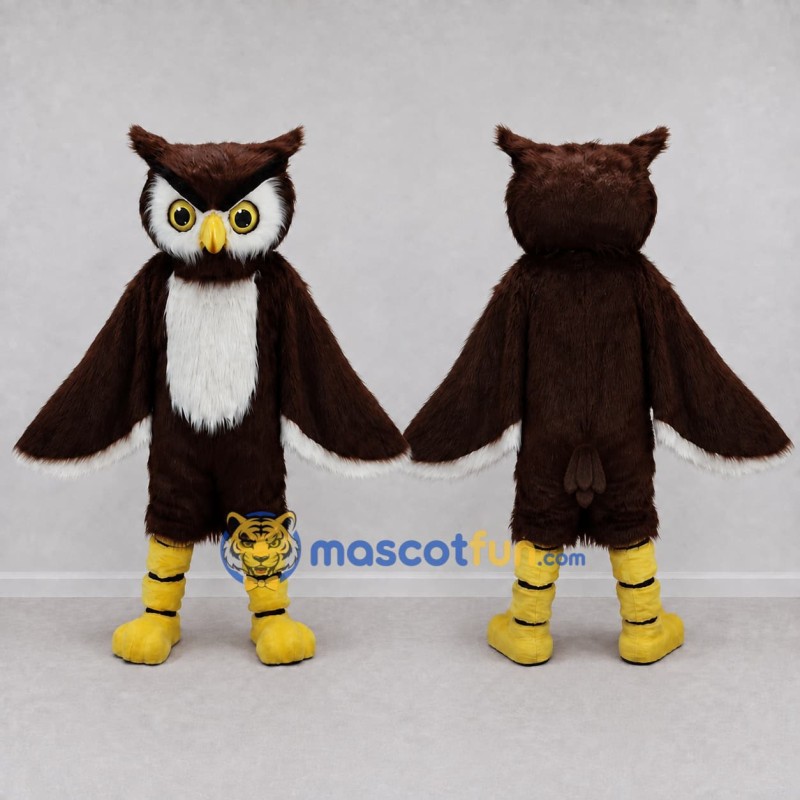Custom Brown and White Owl Character Mascot Costume Adult Full Body Suit for Wildlife Events Custom Brown and White Owl Character Mascot Costume Adult Full Body Suit for Wildlife Events