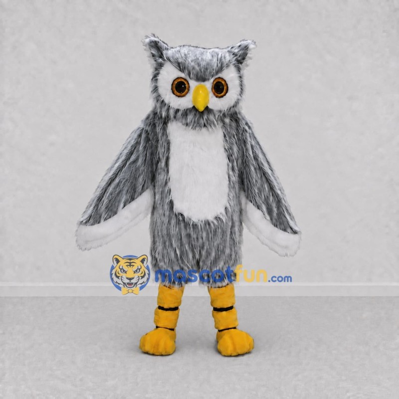 Custom Gray and White Owl Character Mascot Costume Adult Full Body Suit for Wildlife Events Custom Gray and White Owl Character Mascot Costume Adult Full Body Suit for Wildlife Events