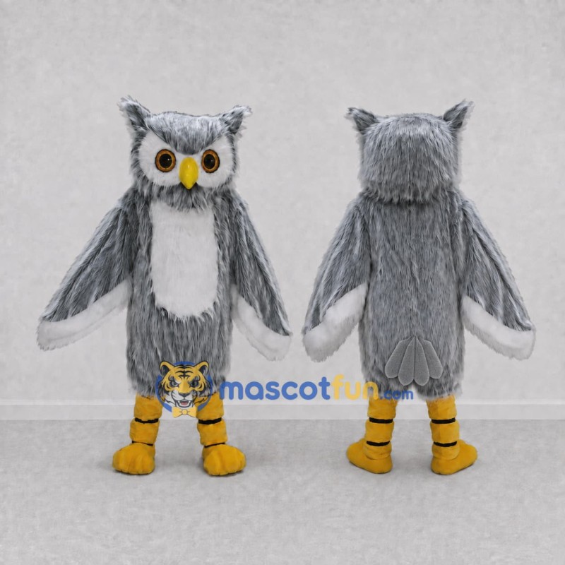 Custom Gray and White Owl Character Mascot Costume Adult Full Body Suit for Wildlife Events Custom Gray and White Owl Character Mascot Costume Adult Full Body Suit for Wildlife Events