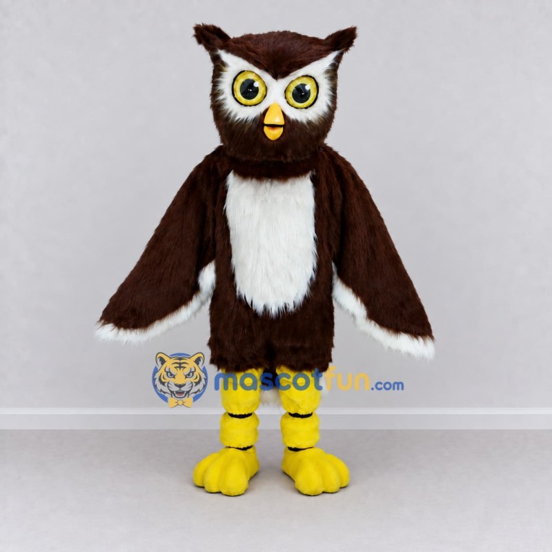 Custom Brown and White Owl Character Mascot Costume Adult Full Body Suit for Wildlife Events Custom Brown and White Owl Character Mascot Costume Adult Full Body Suit for Wildlife Events