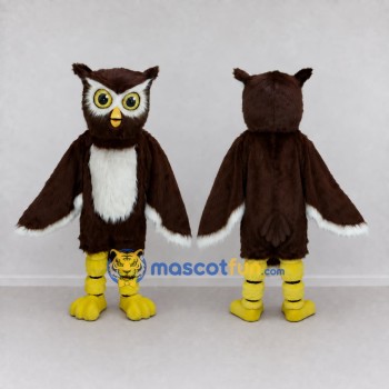 Custom Brown and White Owl Character Mascot Costume Adult Full Body Suit for Wildlife Events
