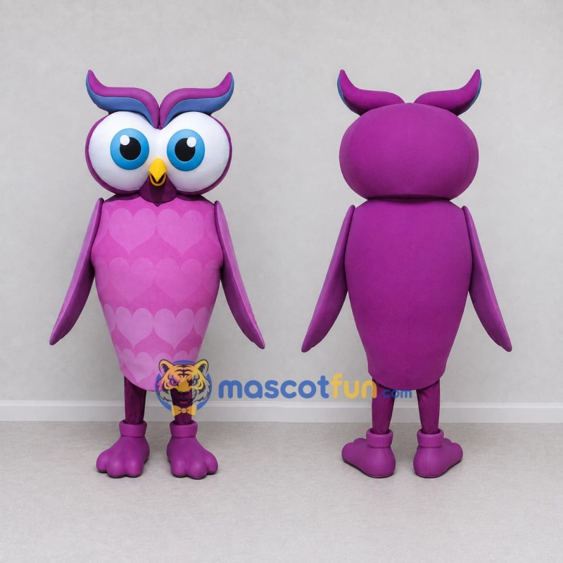 Custom Purple and Pink Owl Character Mascot Costume Adult Full Body Suit for School Events Custom Purple and Pink Owl Character Mascot Costume Adult Full Body Suit for School Events