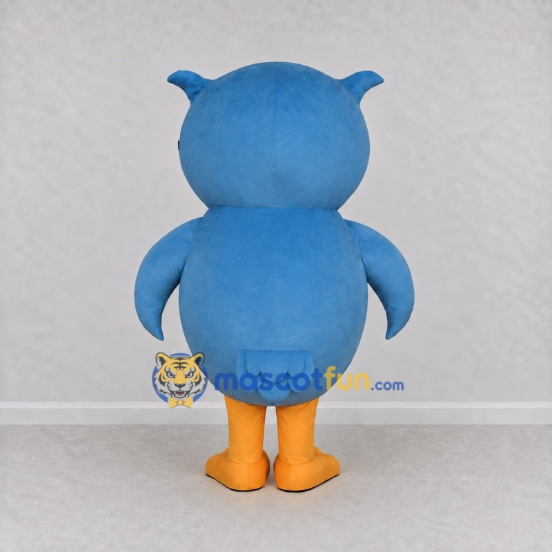 Custom Blue and Cream Owl Character Mascot Costume Adult Full Body Suit for School Events