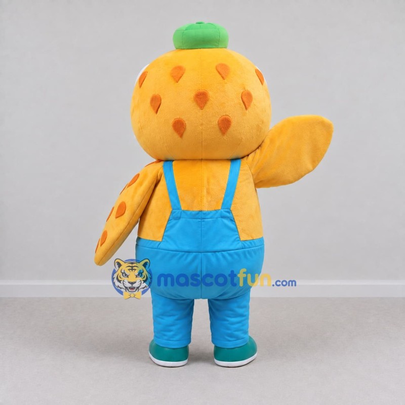 Custom Orange and Blue Owl Character in Overalls Mascot Costume Adult Full Body Suit for School Events Custom Orange and Blue Owl Character in Overalls Mascot Costume Adult Full Body Suit for School Events