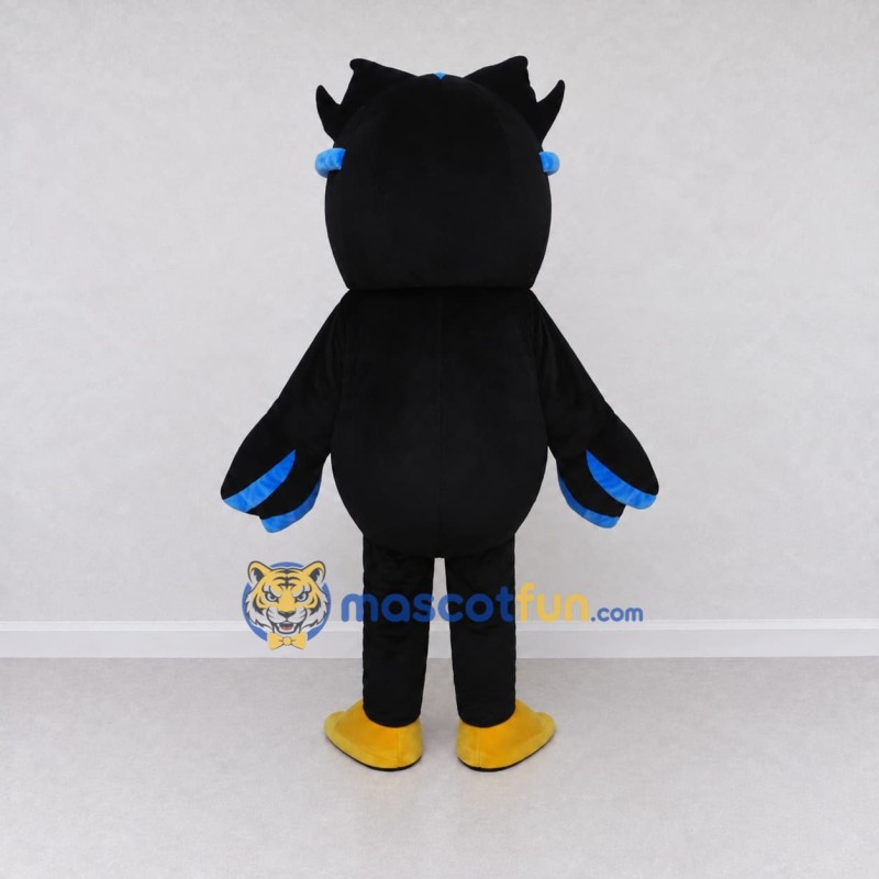 Custom Black and Blue Owl Character with Glasses Mascot Costume Adult Full Body Suit for School Events Custom Black and Blue Owl Character with Glasses Mascot Costume Adult Full Body Suit for School Events