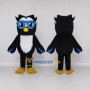 Custom Black and Blue Owl Character with Glasses Mascot Costume Adult Full Body Suit for School Events