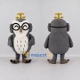 Custom Gray and White Owl Character with Round Glasses Mascot Costume Adult Full Body Suit for School Events
