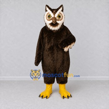 Custom Brown and White Owl Character Mascot Costume Adult Full Body Suit for Wildlife Events