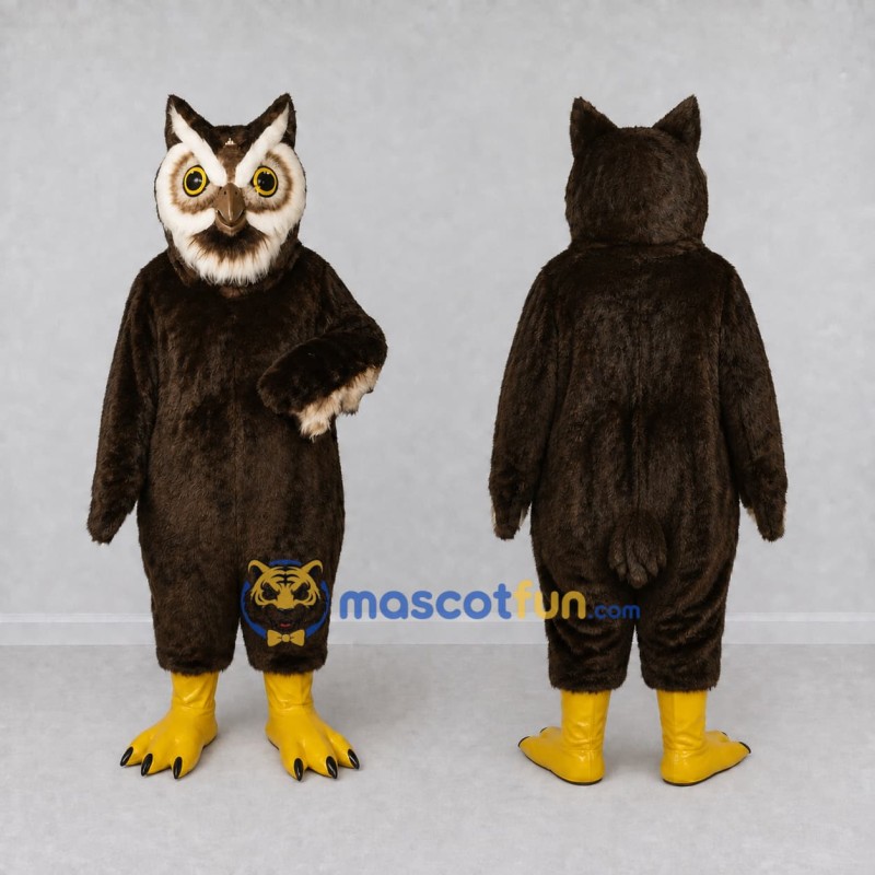 Custom Brown and White Owl Character Mascot Costume Adult Full Body Suit for Wildlife Events Custom Brown and White Owl Character Mascot Costume Adult Full Body Suit for Wildlife Events