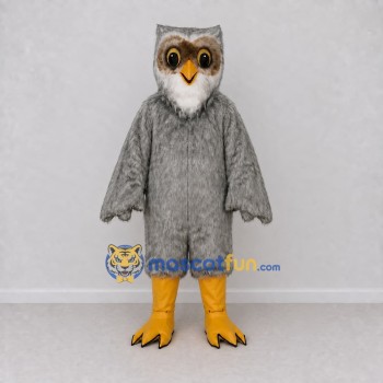 Custom Gray and White Owl Character Mascot Costume Adult Full Body Suit for Wildlife Events