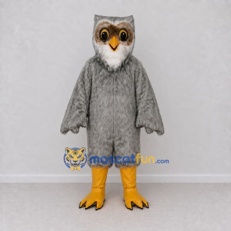 Custom Gray and White Owl Character Mascot Costume Adult Full Body Suit for Wildlife Events Custom Gray and White Owl Character Mascot Costume Adult Full Body Suit for Wildlife Events