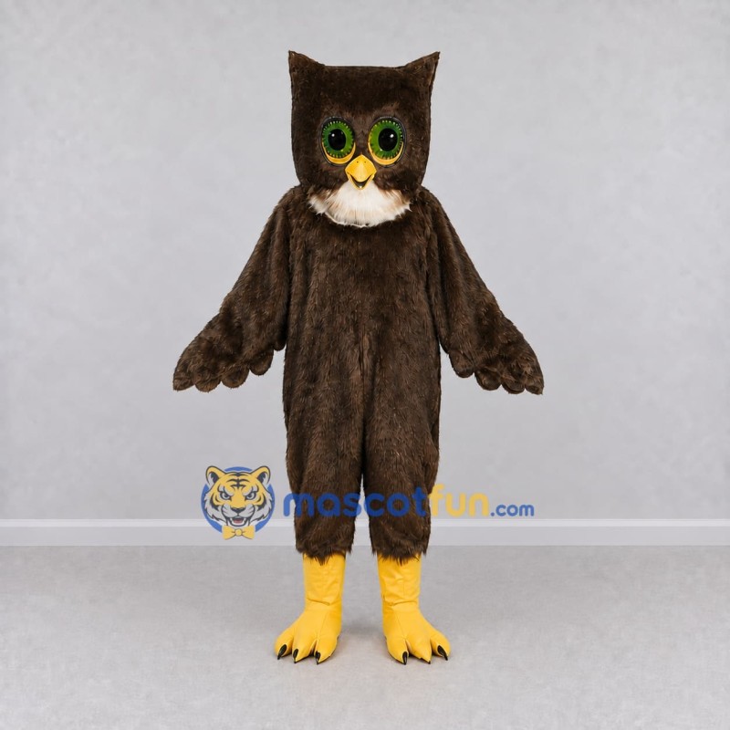 Custom Brown and Cream Owl Character Mascot Costume Adult Full Body Suit for Wildlife Events Custom Brown and Cream Owl Character Mascot Costume Adult Full Body Suit for Wildlife Events