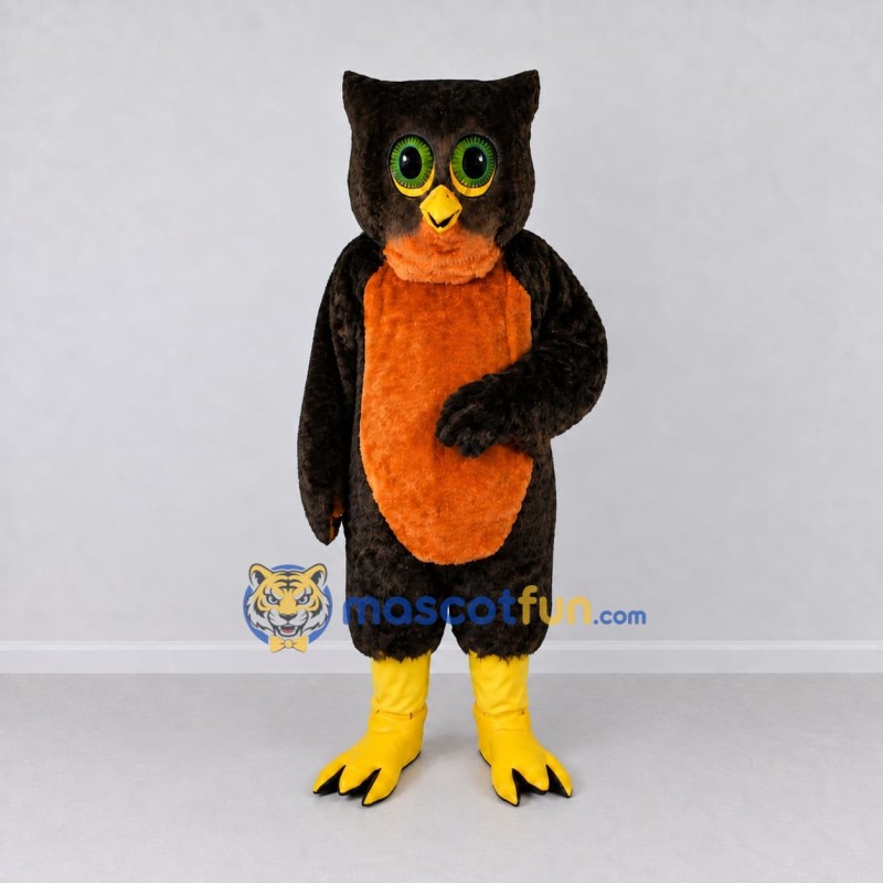 Custom Black and Orange Owl Character Mascot Costume Adult Full Body Suit for School Events Custom Black and Orange Owl Character Mascot Costume Adult Full Body Suit for School Events