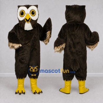 Custom Brown and White Owl Character Mascot Costume Adult Full Body Suit for Wildlife Events