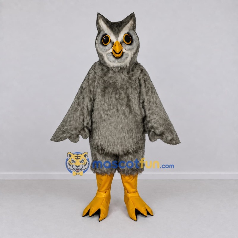 Custom Gray and White Owl Character Mascot Costume Adult Full Body Suit for Wildlife Events Custom Gray and White Owl Character Mascot Costume Adult Full Body Suit for Wildlife Events