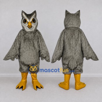 Custom Gray and White Owl Character Mascot Costume Adult Full Body Suit for Wildlife Events
