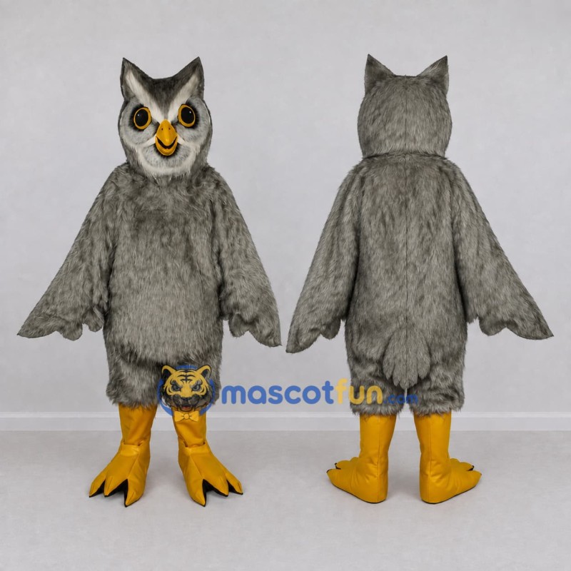 Custom Gray and White Owl Character Mascot Costume Adult Full Body Suit for Wildlife Events Custom Gray and White Owl Character Mascot Costume Adult Full Body Suit for Wildlife Events