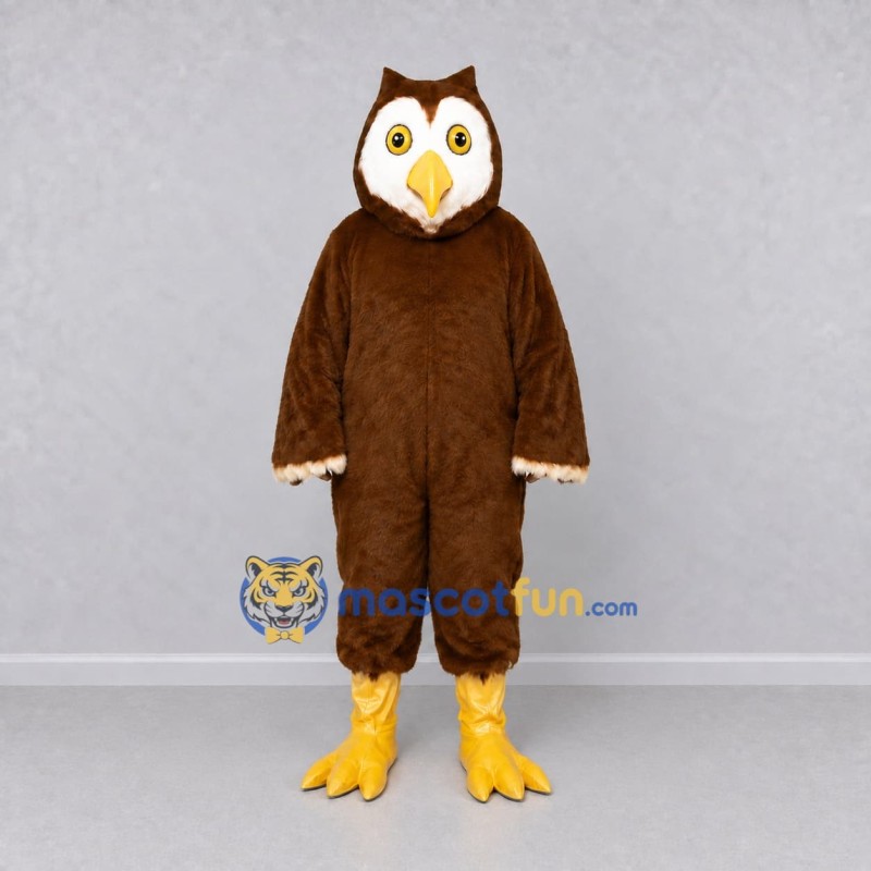 Custom Brown and White Owl Character Mascot Costume Adult Full Body Suit for School Events Custom Brown and White Owl Character Mascot Costume Adult Full Body Suit for School Events