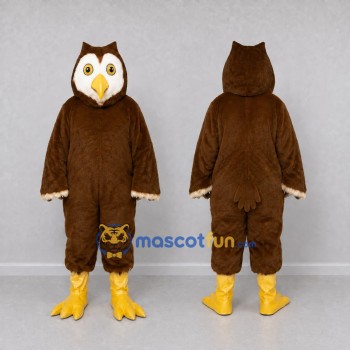 Custom Brown and White Owl Character Mascot Costume Adult Full Body Suit for School Events