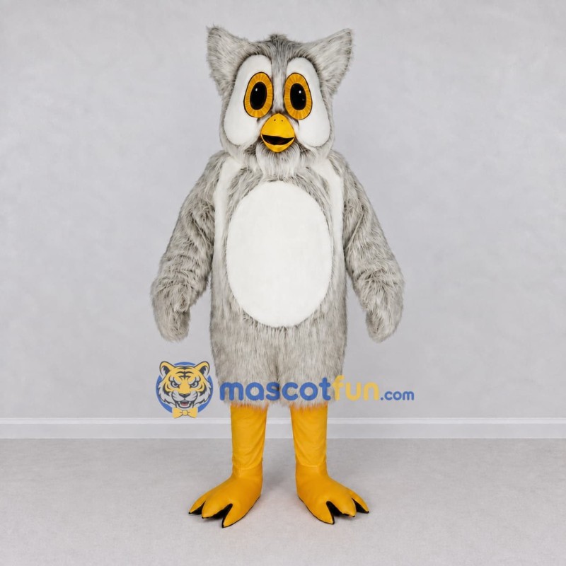Custom Gray and White Owl Character Mascot Costume Adult Full Body Suit for School Events Custom Gray and White Owl Character Mascot Costume Adult Full Body Suit for School Events