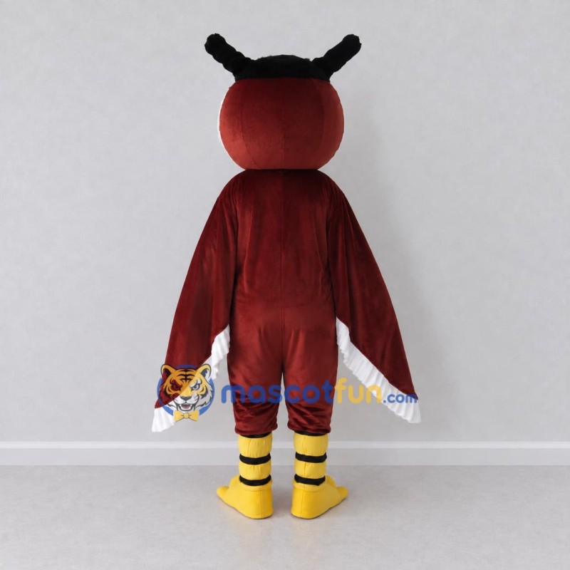 Custom Burgundy and White Owl Character Mascot Costume Adult Full Body Suit for School Events Custom Burgundy and White Owl Character Mascot Costume Adult Full Body Suit for School Events