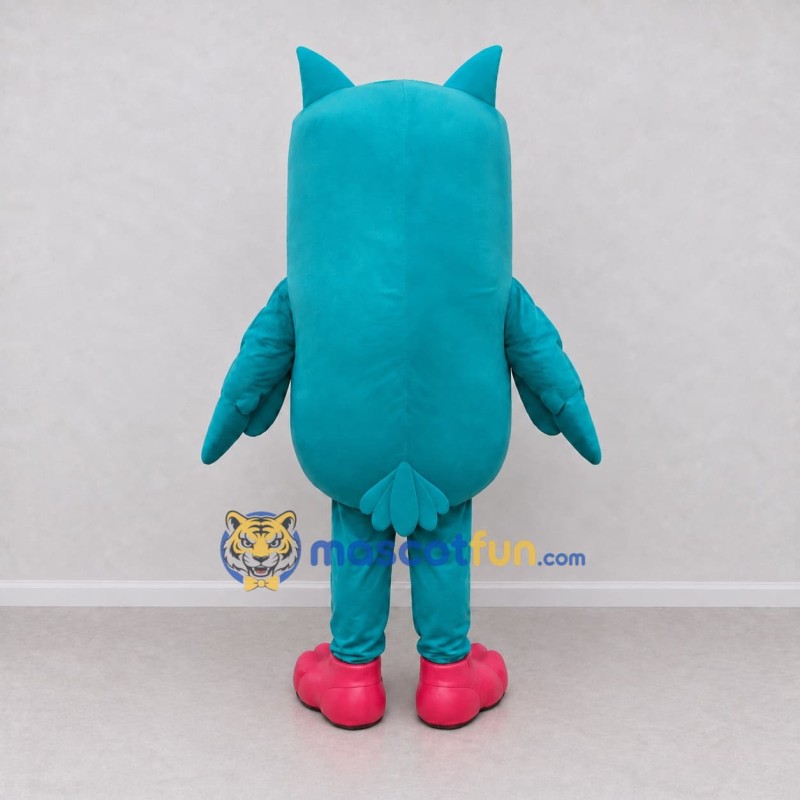 Custom Teal and Cream Owl Character Mascot Costume Adult Full Body Suit for School Events Custom Teal and Cream Owl Character Mascot Costume Adult Full Body Suit for School Events