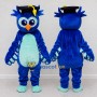 Custom Blue and Teal Owl Graduate Character Mascot Costume Adult Full Body Suit for School Events
