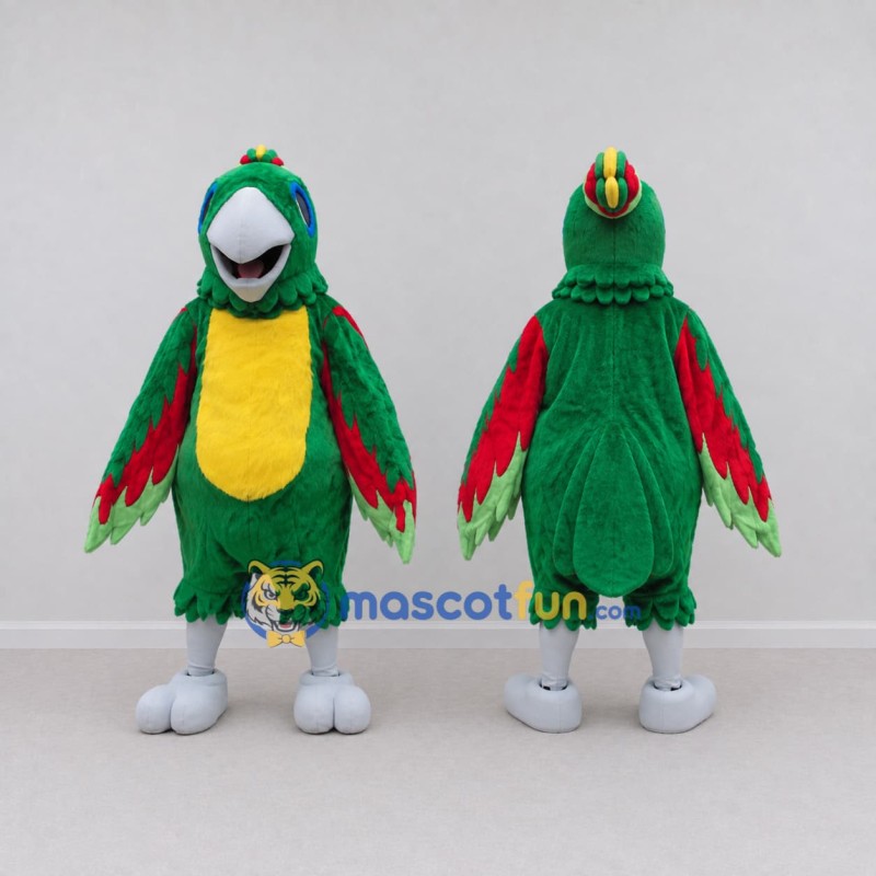Custom Green and Yellow Parrot Character Mascot Costume Adult Full Body Suit for Wildlife Events Custom Green and Yellow Parrot Character Mascot Costume Adult Full Body Suit for Wildlife Events
