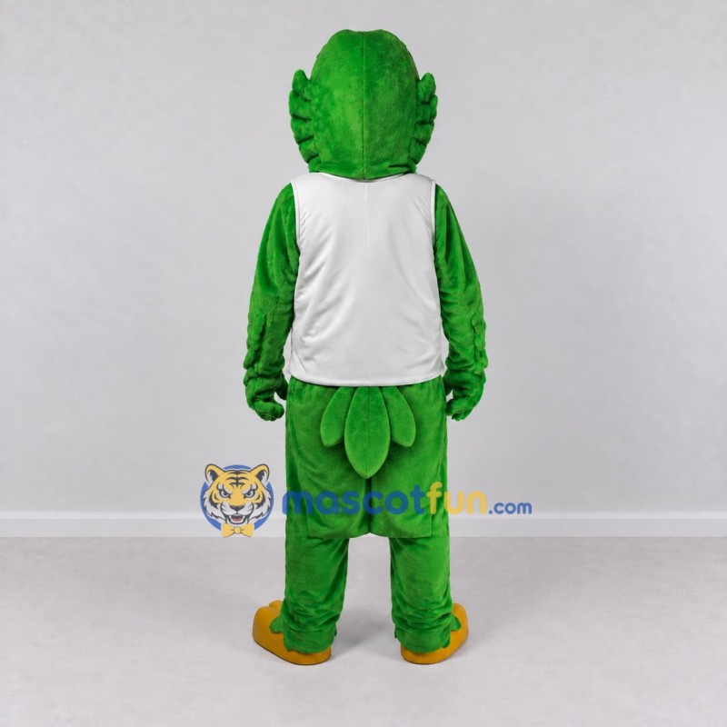 Custom Green and White Parrot Character in a Jersey Mascot Costume Adult Full Body Suit for Sports Events Custom Green and White Parrot Character in a Jersey Mascot Costume Adult Full Body Suit for Sports Events