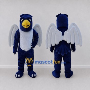 Custom Blue and White Winged Bird Character Mascot Costume Adult Full Body Suit for Theme Parties