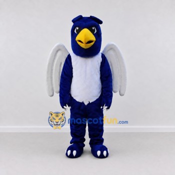 Custom Blue and White Winged Bird Character Mascot Costume Adult Full Body Suit for Theme Parties